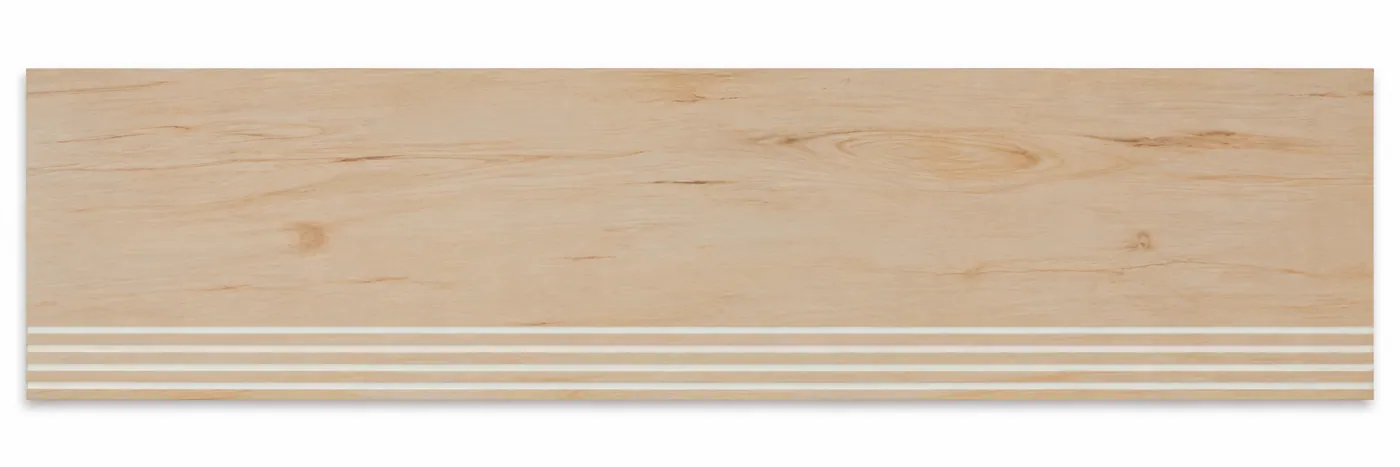 Stepnosing Set Maple Sand, motif Kayu Muda, ukuran 30 x 120 cm