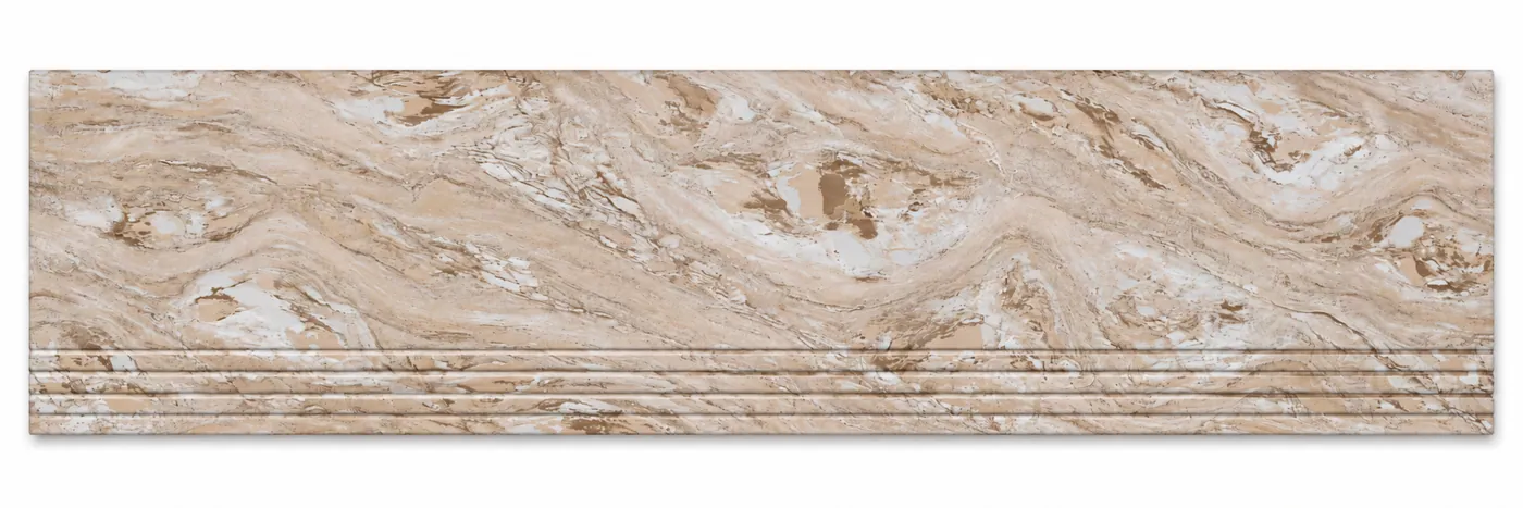 Stepnosing Set Travertine Flow, motif Travertine Cream, ukuran 30 x 120 cm