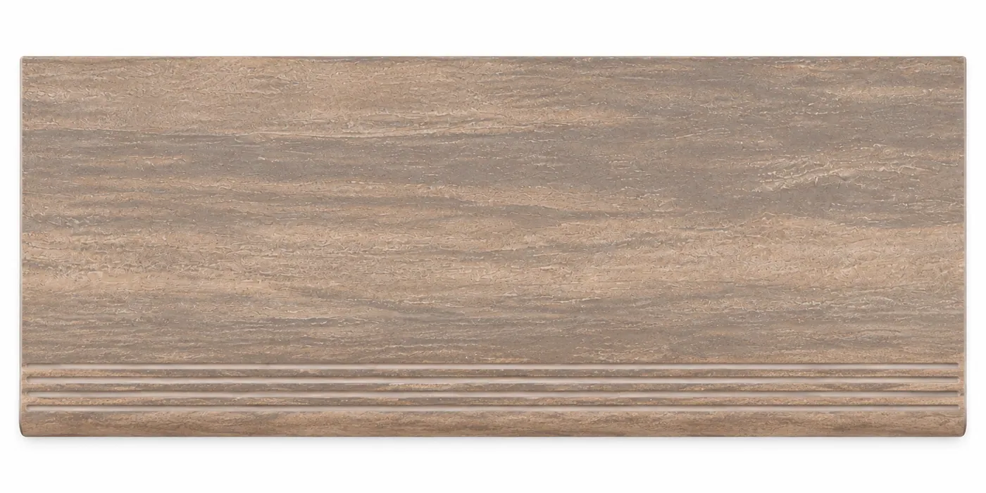 Stepnosing Set Walnut Grain, motif Kayu Cokelat, ukuran 30 x 60 cm